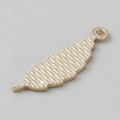 ライトゴールドトーン合金エナメルチャーム  葉っぱのテーマチャーム  ゴールド  28x8x1.5mm  穴：2mm&nbsp;FIND-CJC0024-18I-02