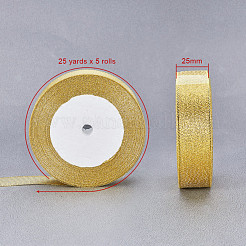 グリッターメタリックリボン  ラメリボン  ゴールド  1インチ（25~26mm）  約25ヤード/ロール  5のロール/グループ&nbsp;OCOR-T001-25mm-JC