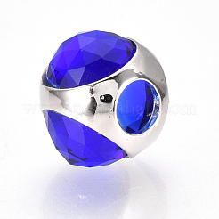 真鍮ビーズ  ガラスと  大穴ビーズ  ロンデル  ミックスカラー  12x12x10mm  穴：4.5mm&nbsp;KK-S338-02