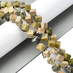 ナチュラルイエローターコイズ（ジャスパー）ビーズ連売り  菱形  8x8x6mm  穴：0.8mm  約47個/連  15.55インチ（39.5cm）&nbsp;G-C135-D05-02