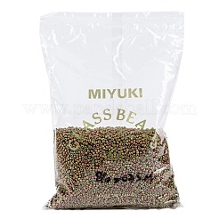 MIYUKIラウンドロカイユビーズ  日本製シードビーズ  8/0  （rr2035)マットメタリックカーキアイリス  3mm  穴：1mm  約19000~20500個/ポンド&nbsp;SEED-G008-RR2035