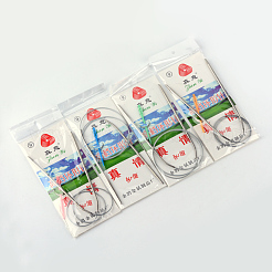 鋼線ステンレス鋼円形編み針とランダムな色のプラスチック製のタペストリー針  利用できるより多くのサイズ  ステンレス鋼色  650x5mm  52x1mm  2個/袋&nbsp;TOOL-R042-650x5mm