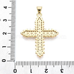 真鍮マイクロパヴェクリアキュービックジルコニアペンダント  クロスチャーム  18KGP本金メッキ  33x25.5x2.5mm  穴：4.5x3.5mm&nbsp;KK-N268-93G