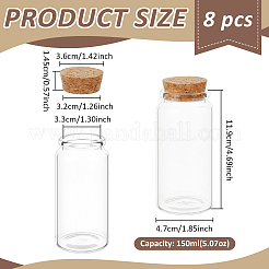 ビーズ入れ用のガラス製ウィッシングボトル  コルク栓付き  透明  4.7x11.9cm  内径：3.3のCM  容量：150ml（5.07fl.oz）&nbsp;AJEW-WH0871-37B