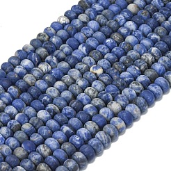 天然石ソーダライトビーズ連売り  艶消し  ロンデル  8x5mm  穴：1.4mm  約73~75個/連  14.96~15.16インチ（38~38.5cm）&nbsp;G-P575-A44-8x5mm