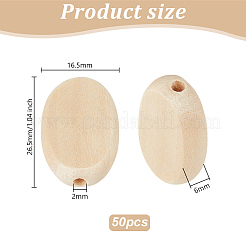 ウッドビーズ  オーバル  古いレース  26.5x16.5x6mm  穴：2mm&nbsp;WOOD-WH0026-46