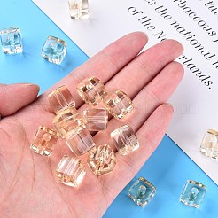 透明なアクリルビーズ  正方形  ナバホホワイト  13x12.5x12.5mm  穴：3.5mm  約162個/500g&nbsp;MACR-S373-104-B03