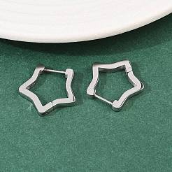 304ステンレススチール製スターフープピアス  手動研磨  ステンレス鋼色  20.5x21x3mm&nbsp;EJEW-P324-02P