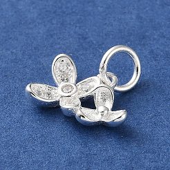 丸カン付きスターリングシルバーフラワーチャーム925個  銀  6x10x2mm&nbsp;STER-H118-01S