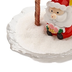 クリスマス 天然宝石チップ ツリー デコレーション  サンタクロースのランプワークベースと銅線、風水エネルギーストーン、自宅オフィスデスクトップ用ギフト  94.5x115mm&nbsp;DJEW-K028-02E