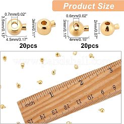 40個 2スタイルラックメッキ真鍮ビーズ  ニッケルフリー  18KGP本金メッキ  4~4.5x3~3.5x2~3mm  穴：0.6~0.7mm  20個/スタイル&nbsp;KK-CA0003-28