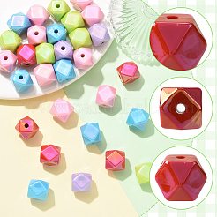 50個 5色UVメッキ不透明アクリルビーズ  虹色の  ポリゴン  多面カット  ミックスカラー  15.5x19x19mm  穴：3mm  10個/カラー&nbsp;OACR-FS0002-87