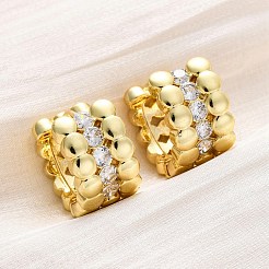 ブラスマイクロパヴェクリアキュービックジルコニアフープピアス  長持ちメッキ  鉛フリー＆カドミウムフリー  18KGP本金メッキ  16x17.5x10.5mm&nbsp;EJEW-H158-14G
