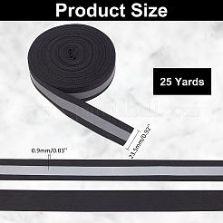 25ヤード反射ポリエステルストライプリボン  警告テープ用  ブラック  7/8インチ（23.5mm）&nbsp;DIY-WR0003-74A