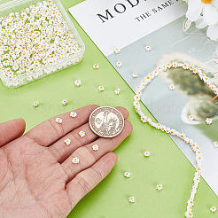 4連売りの手作りミルフィオリガラスビーズ連売り  花  オレンジ  3.7~5.6x2.6mm  穴：1mm  約88~110個/連  15.75''（40センチメートル）&nbsp;LAMP-GA0001-17A-02