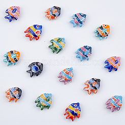 16 個 8 色の手作り磁器ビーズ  手描きの陶器ビーズ  魚  ミックスカラー  17~18x21~22x7~7.5mm  穴：2mm  2個/カラー&nbsp;PORC-DC0001-01