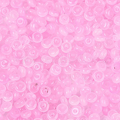 焼付塗装ガラスシードビーズ  ロンデル  パールピンク  4~5x2mm  穴：1mm  約25000個/ 1000 G&nbsp;GLAA-T023-43I
