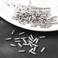 変色しにくい201ステンレススチールコードエンド  エンドキャップ  ステンレス鋼色  7x2mm  穴：1mm  内径：1.5mm&nbsp;STAS-E088-1.5mm
