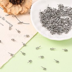 変色防止304ステンレススチール製スクリューアイピンペグベイル  片穴パーツ用  ステンレス鋼色  10x4mm  穴：2mm  ピン：1.34mm&nbsp;STAS-K146-002-4mm