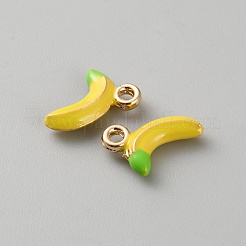 合金エナメルチャーム  フルーツチャーム  ライトゴールド  バナナ  9.5x12x3.5mm  穴：2mm&nbsp;ENAM-CJC0021-21KCG-06