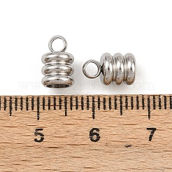 変色しにくい201ステンレススチールコードエンド  エンドキャップ  ステンレス鋼色  9x6mm  穴：2mm  内径：4mm&nbsp;STAS-R063-27