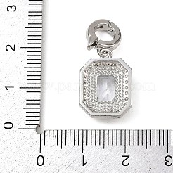 真鍮製マイクロパヴェキュービックジルコニアペンダント  長方形  プラチナ  17x12.5x5.5mm&nbsp;LS-KK-K413-08P