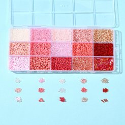 ラウンドガラスシードビーズ  混合スタイル  ピンク  2.5~7x1.5~4mm  穴：0.7~2mm&nbsp;SEED-FS0001-33