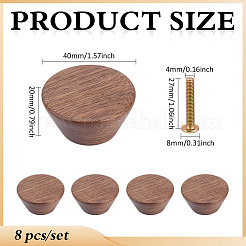 丸いクルミ材の箱の取っ手  キャビネットのドアハンドル家具プル  鉄ねじ付き  淡い茶色  40x20mm&nbsp;AJEW-WH0816-327