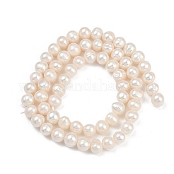 天然養殖淡水パールビーズ連売り  ポテト  グレード3 A  貝殻色  6~6.5mm  穴：0.7mm  約62~63個/連  14.88~15.08インチ（37.8~38.3cm）&nbsp;PEAR-I007-07W-01