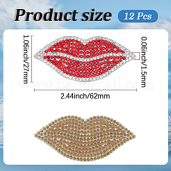 樹脂ラインストーン ホットフィックス ラインストーン  リップ  レッド  27x62x1.5mm&nbsp;DIY-WH20082-16