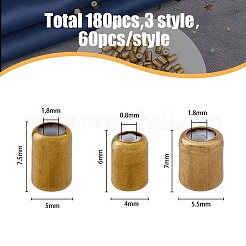 180個3スタイル真鍮ビーズ  中にシリコーンを使って  スライダービーズ  コラム  アンティーク黄金  4~5.5x6~7.5mm  穴：0.8~1.8mm  60個/スタイル&nbsp;FIND-HY0001-73