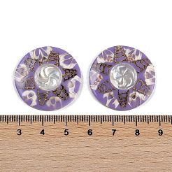 染色された天然貝のカボション  フラットラウンド  紫色のメディア  29x3mm&nbsp;SHEL-P018-01A-02