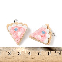 不透明樹脂ペンダント  イチゴのケーキ  プラチナアイアンループ付き  ピンク  27x21x10.5mm  穴：2mm&nbsp;FIND-Z092-01P-02