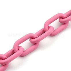 手作りアクリルアズキチェーン  オーバル  ジュエリー作りのための  ショッキングピンク  リンク：27x16.5x4mm  39.37インチ（1m）/連&nbsp;X-AJEW-JB00711-05