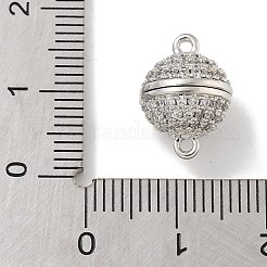 真鍮製マイクロパヴェクリアキュービックジルコニアマグネットクラスプ  ラウンド  プラチナ  14x10x10mm  穴：1.2mm&nbsp;KK-P284-01B-P