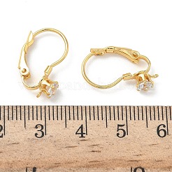 フラットラウンド真鍮マイクロパヴェクリアキュービックジルコニアフレンチフックピアス金具  ニッケルフリー  18KGP本金メッキ  18.5x5x13mm  穴：0.8mm  ピン：0.9mm&nbsp;KK-Z136-24G-01