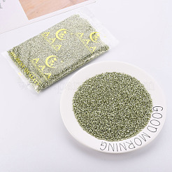ガラス竹ビーズ  メタリックカラー  淡黄色  2.5~3x2mm  穴：0.9mm  約15000個/ポンド&nbsp;SEED-S032-12A-1119