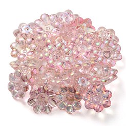 UVメッキレインボー虹色アクリルビーズ  花  ミスティローズ  24x10mm  穴：3.5mm  内径：8mm&nbsp;OACR-P010-04B