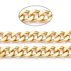 アルミカーブチェーン  ダイヤモンドカットキューバチェーン  溶接されていない  ライトゴールド  28x19x6mm&nbsp;CHA-N003-07KCG