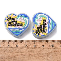 シリコンビーズ  太陽の光の中で生きる  ブルー  28.5x30x7mm  穴：3mm&nbsp;SIL-D016-04
