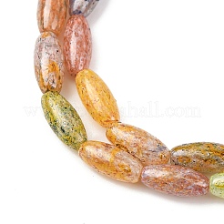 手作りランプワークビーズ  ライス  ミックスカラー  9.5x4mm  穴：1.2mm  約40個/連  15.75''（40センチメートル）&nbsp;LAMP-B051-02B