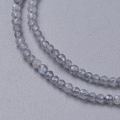 天然石ラブラドライトビーズ連売り  多面カット  ラウンド  3~3.5x2.5~3mm  穴：0.3mm  約114~141個/連  15.1~16.4インチ（38.4~41.8cm）&nbsp;G-F596-43-3mm