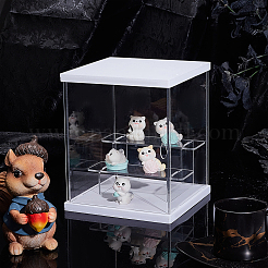 3段透明アクリルミニフィギュアディスプレイケース  模型用防塵ケース  ビルディングブロック  人形ディスプレイホルダー  長方形  ホワイト  完成品：15x14.5x19cm&nbsp;ODIS-WH0043-68B