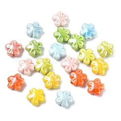 釉薬をかけた磁器ビーズ 20個  光沢のあるセラミックビーズ  花  ミックスカラー  11.5x11.5x5.5mm  穴：1.6mm&nbsp;PORC-YW0001-41