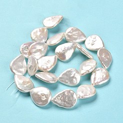 天然バロックパールケシパールビーズ連売り  養殖淡水パール  ティアドロップ  グレード7a+  雪  17~18x14~14.5x4~4.5mm  穴：0.8mm  約21個/連  14.96''~15.16''（38~38.5センチメートル）&nbsp;PEAR-J007-04