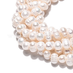 天然養殖淡水パールビーズ連売り  ポテト  乳白色  6~7x6~10mm  穴：0.6mm  約27~28個/連  6.69~6.89インチ（17~17.5cm）&nbsp;PEAR-N026-03
