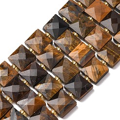 天然石タイガーアイビーズ連売り  多面カット  正方形  シードビーズで  10.5x10.5x4.5~5.5mm  穴：1mm  約31個/連  14.76~15.16''（37.5~38.5センチメートル）&nbsp;G-F839-A16-01