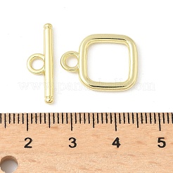スクエア合金トグル留め金  カドミウムフリー＆鉛フリー  ラックめっき  ゴールドカラー  スクエア：18x14x2mm  穴：2.5mm  バー：6x19.5x2mm  穴：2.5mm&nbsp;FIND-B047-18G