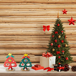 2セット2色のクリスマスツリー木製ディスプレイ装飾子供用  家庭用デスクトップテーブルの装飾用  ミックスカラー  34x64x135mm  1セット/色&nbsp;DJEW-GF0001-62