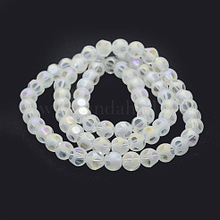 電気メッキガラスビーズセット  ABカラーメッキ  艶消し  ラウンド  フローラルホワイト  8mm  穴：1mm  約70~72個/連  21.25インチ（52~54cm）&nbsp;EGLA-P032B-8mm-AB02